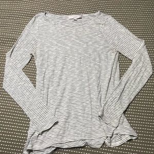 LOFT Striped Long Sleeve, M Black/White